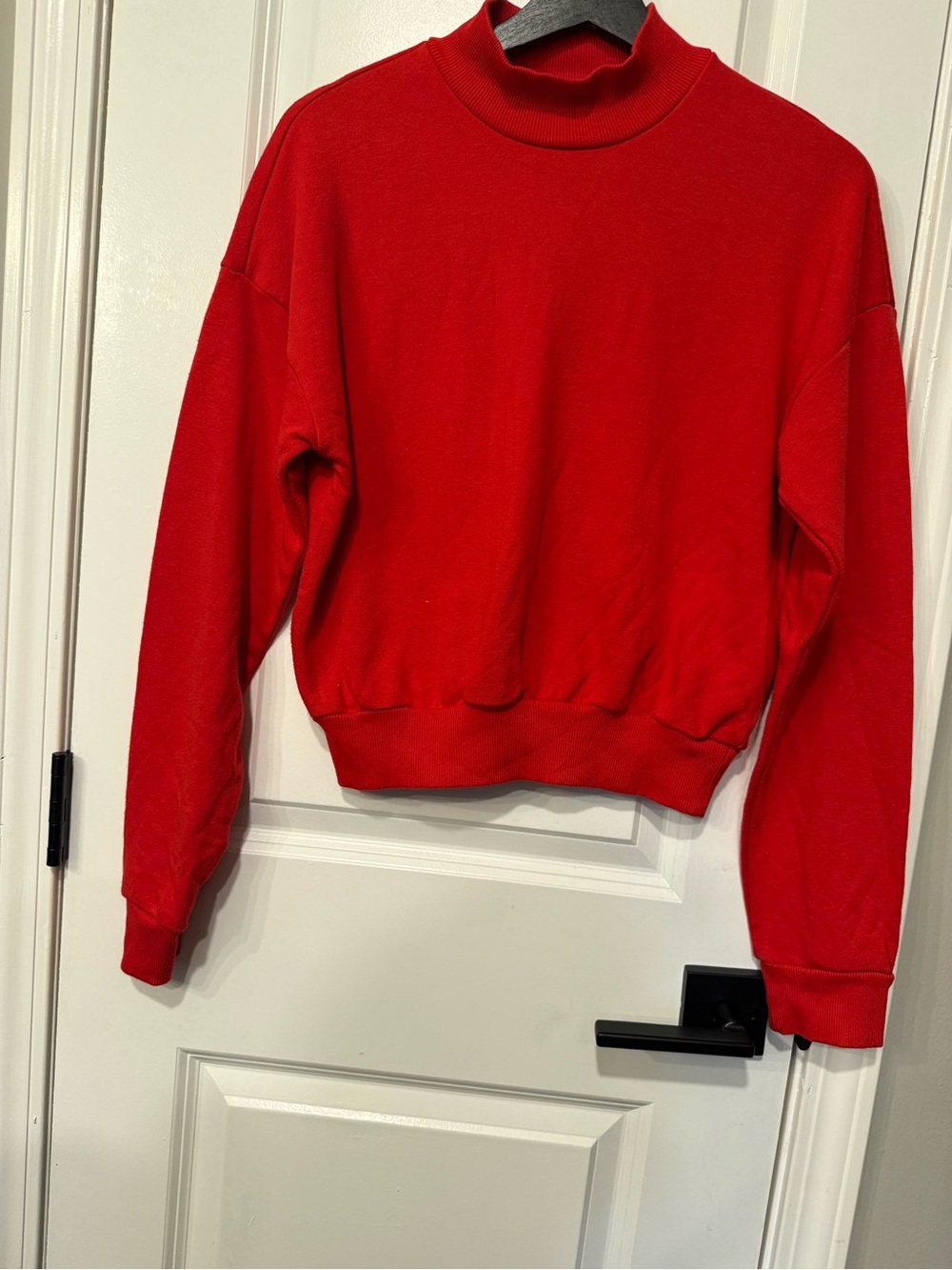 Red Mock Neck Sweatshirt